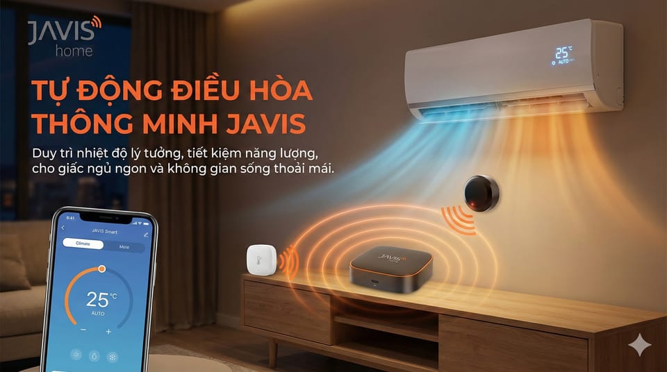 Tự đông bật điều hòa 26 độ mát khi nhiệt độ phòng trên 30 độ