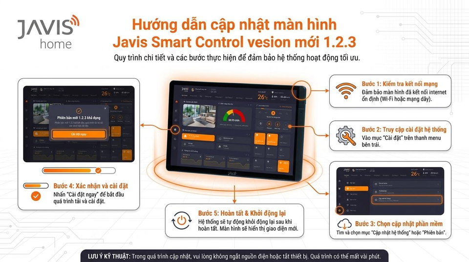 Hướng dẫn cập nhật màn hình Javis Smart Control vesion mới 1.2.3